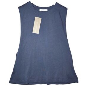 Niyama Sol Open Side Tank Denim Blue Large NWT 100% Cotton Yoga Athleisure